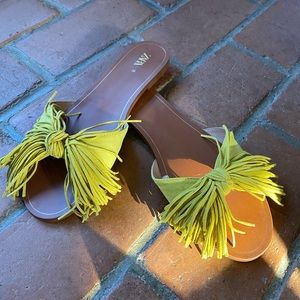 Zara sandals, size 38, lime green ruffle!